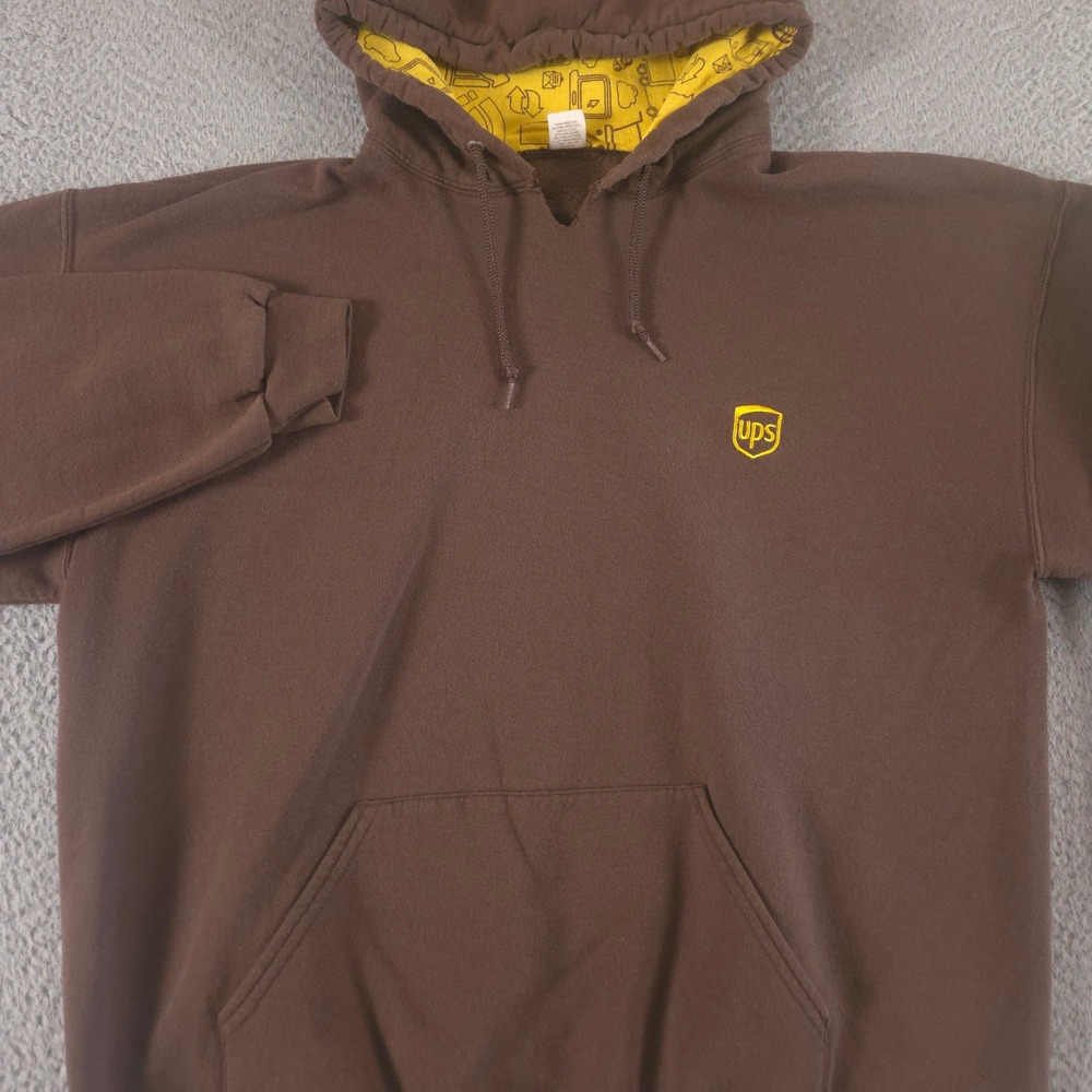 FPS Apparel Hoodie Mens XL Multi UPS Logo Graphic Heavyweight Sweatshirt Warm